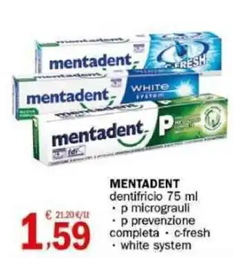 Crai MENTADENT dentifricio 75 ml offerta
