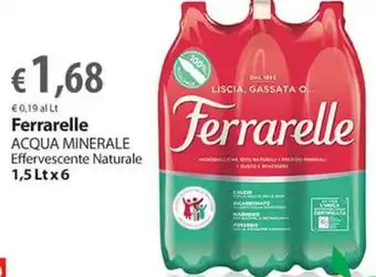 Ferrarelle ACQUA MINERALE Effervescente Naturale 1,5 Ltx6