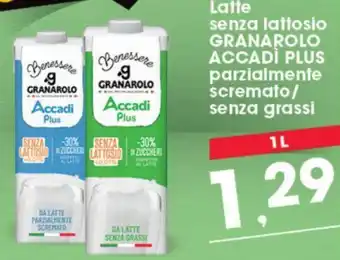 Eurospar Latte senza lattosio GRANAROLO ACCADÌ PLUS parzialmente scremato/ senza grassi 1L offerta