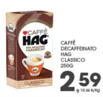 Eurospar CAFFÈ DECAFFEINATO HAG CLASSICO 250G offerta
