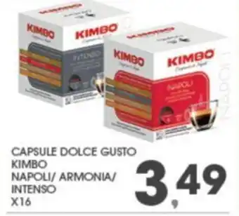 Eurospar CAPSULE DOLCE GUSTO KIMBO NAPOLI/ ARMONIA/ INTENSO X16 offerta