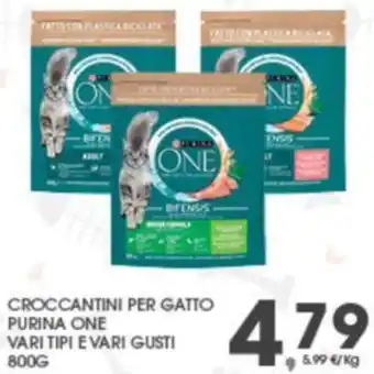 Eurospar CROCCANTINI PER GATTO PURINA ONE VARI TIPI E VARI GUSTI 800G offerta