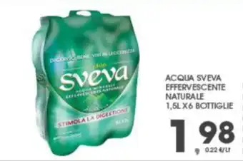 Eurospar ACQUA SVEVA EFFERVESCENTE NATURALE 1,5L X6 BOTTIGLIE offerta