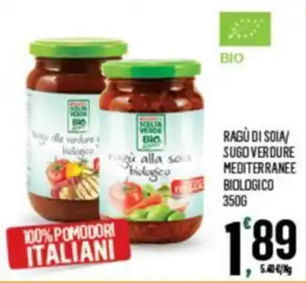 Eurospar RAGÙ DI SOIA/ SUGO VERDURE MEDITERRANEE BIOLOGICO 350G offerta