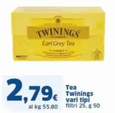 Sigma Tea Twinings vari tipi filtri 25, g 50 offerta