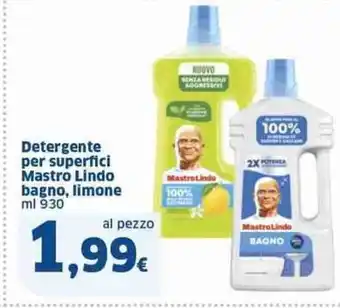 Detergente per superfici Mastro Lindo bagno, limone ml 930