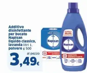 Sigma Additivo disinfettante per bucato Napisan liquido classico, lavanda litri 1, polvere g 500 offerta