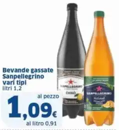 Sigma Bevande gassate Sanpellegrino vari tipi litri 1,2 offerta