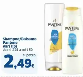 Shampoo/Balsamo Pantene vari tipi da ml 225 a ml 150