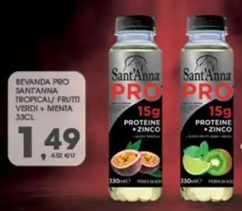 Eurospar BEVANDA PRO SANT'ANNA TROPICAL/ FRUTTI VERDI + MENTA 33CL offerta