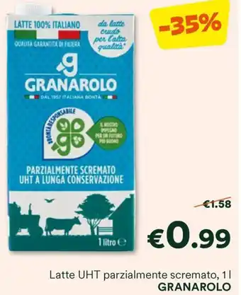 Unes Latte UHT parzialmente scremato, 1 L GRANAROLO offerta