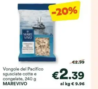 Vongole del Pacifico sgusciate cotte e congelate, 240 g MAREVIVO