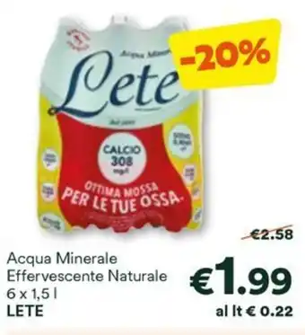 Unes Acqua Minerale Effervescente Naturale 6 x 1,5 L LETE offerta