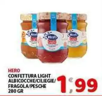 HERO CONFETTURA LIGHT ALBICOCCHE/CILIEGIE/ FRAGOLA/PESCHE 280 GR
