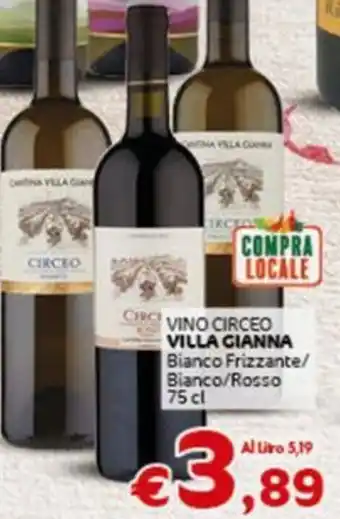 Crai VINO CIRCEO VILLA GIANNA Bianco Frizzante/ Bianco/Rosso |75cl offerta