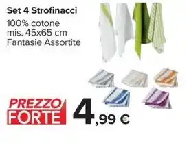 Set 4 Strofinacci 100% cotone mis. 45x65 cm Fantasie Assortite
