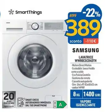 FreeShop SAMSUNG LAVATRICE WW80CGC04DTH offerta