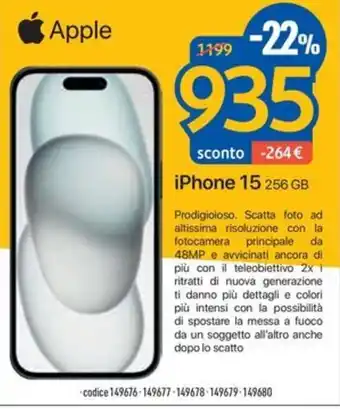 FreeShop Apple iPhone 15 256 GB offerta