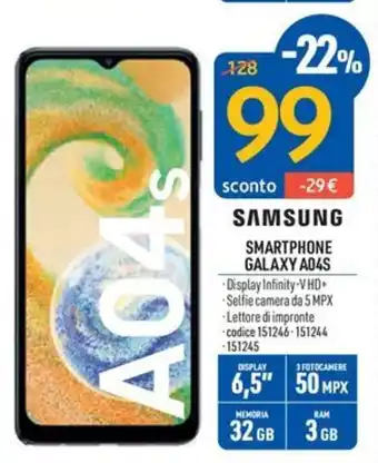 FreeShop SAMSUNG SMARTPHONE GALAXY A04S offerta