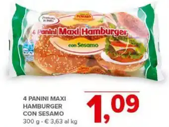 Todis 4 PANINI MAXI HAMBURGER CON SESAMO 300 g offerta