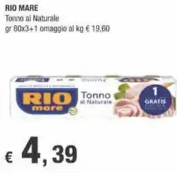 Crai RIO MARE Tonno al Naturale gr 80x3+1 omaggio offerta