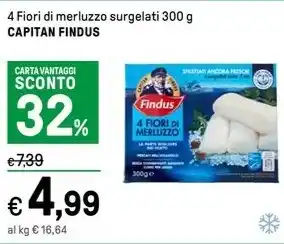 Iper La Grande 4 Fiori di merluzzo surgelati 300 g CAPITAN FINDUS offerta