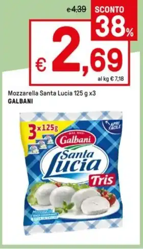 Iper La Grande Mozzarella Santa Lucia 125 g x3 GALBANI offerta