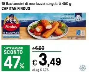18 Bastoncini di merluzzo surgelati 450 g CAPITAN FINDUS