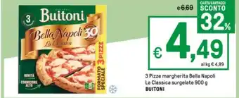 Iper La Grande 3 Pizze margherita Bella Napoli La Classica surgelate 900 g BUITONI offerta