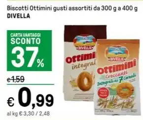 Iper La Grande Biscotti Ottimini gusti assortiti da 300 g a 400 g DIVELLA offerta