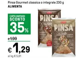 Iper La Grande Pinsa Gourmet classica o integrale 230 g ALIMENTA offerta