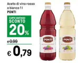 Iper La Grande Aceto di vino rosso o bianco 1 l PONTI offerta