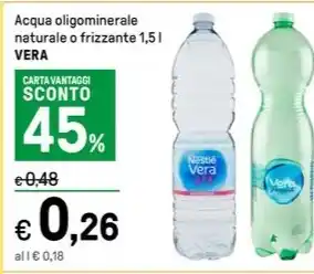 Iper La Grande Acqua oligominerale naturale o frizzante 1,5 l VERA offerta