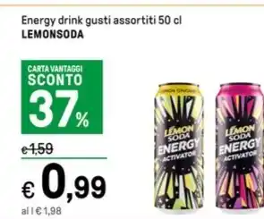 Iper La Grande Energy drink gusti assortiti 50 cl LEMONSODA offerta