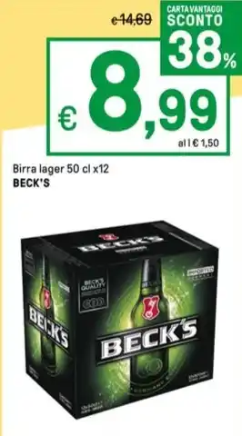 Iper La Grande Birra lager 50 cl x12 BECK'S offerta