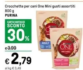 Iper La Grande Crocchette per cani One Mini gusti assortiti 800 g PURINA offerta