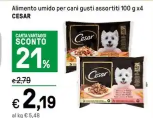 Iper La Grande Alimento umido per cani gusti assortiti 100 g x4 CESAR offerta
