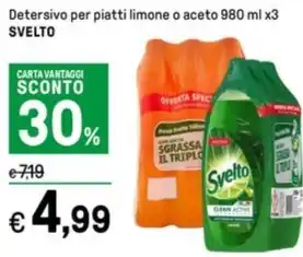 Iper La Grande Detersivo per piatti limone o aceto 980 ml x3 SVELTO offerta
