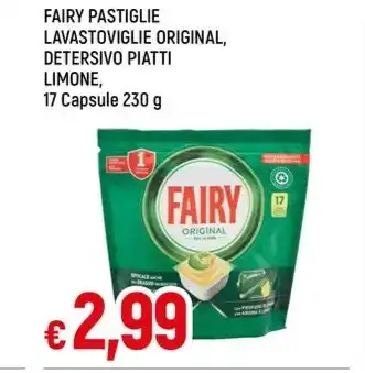 Famila Superstore FAIRY PASTIGLIE LAVASTOVIGLIE ORIGINAL, DETERSIVO PIATTI LIMONE, 17 Capsule 230 g offerta