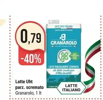 Supermercati Gulliver Granarolo Latte UHT Parzialmente Scremato A Lunga Conservazione 1000 G(ml) offerta