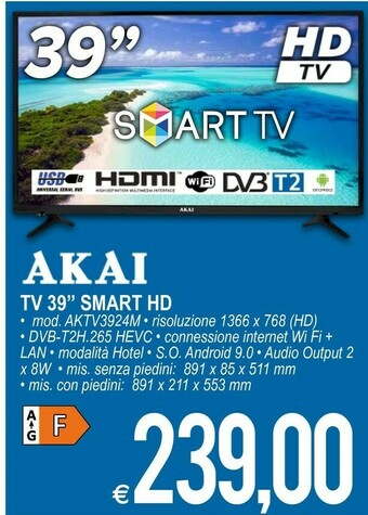MD Discount Akai Tv 39'' Smart Hd AKTV3924M offerta