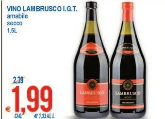 Vino Lambrusco Igt Amabile Secco