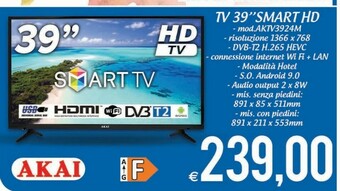 MD Discount Akai Tv 39'' Smart Hd AKTV3924M offerta
