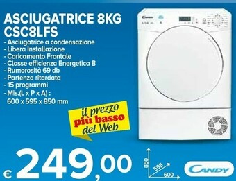 MD Discount Candy Smart CS C8LF-S Asciugatrice Libera Installazione Caricamento Frontale 8 Kg B Bianco offerta