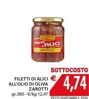 Mercatò Zarotti Filetti Di Alici All'Olio Di Oliva Distesi offerta