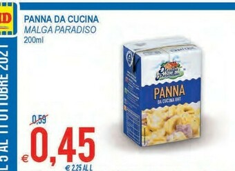 MD Discount Malga Paradiso Panna Da Cucina 200 G(ml) offerta