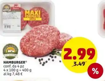 PENNY Hamburger 4pz 100g offerta