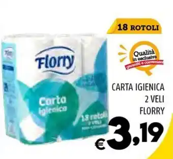 Il Centesimo CARTA IGIENICA 2 VELI FLORRY 18 ROTOLI offerta