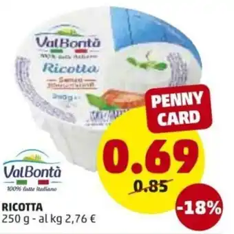PENNY ValBontà Ricotta 250g offerta