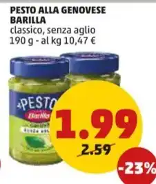 PENNY PESTO ALLA GENOVESE BARILLA classico, senza aglio 190 g offerta